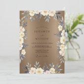 Taupe Crème Blad Bruiloft Kaart (Staand voorkant)