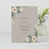 Taupe Crème Bloom Bruiloft Kaart (Staand voorkant)