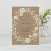 Taupe Crème Loof Eucalyptus Bruiloft Kaart (Staand voorkant)