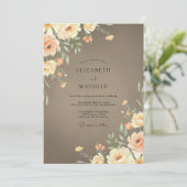 Taupe Crème Ranunculus Eucalyptus Bruiloft Kaart (Staand voorkant)