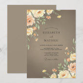 Taupe Crème Ranunculus Eucalyptus Bruiloft Kaart (Voorkant / Achterkant)