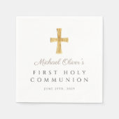 Taupe Cross Religieuze Jongen Eerste Heilige Commu Servet (Voorkant)