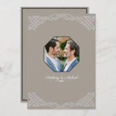Taupe Custom Photo Gay Wedding Invitation Kaart (Voorkant / Achterkant)