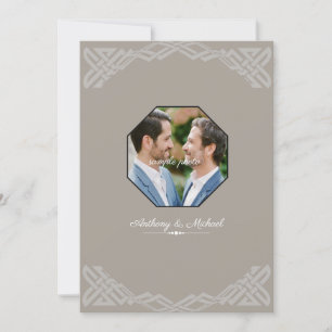 Taupe Custom Photo Gay Wedding Invitation Kaart