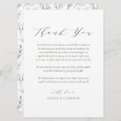 Taupe Dainty Script Weddenschap Hartelijk dank Programmakaart (Voorkant / Achterkant)