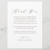 Taupe Dainty Script Weddenschap Hartelijk dank Programmakaart (Voorkant)