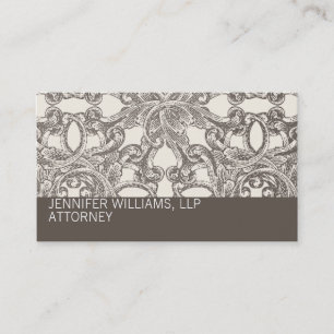 Taupe Damask Attorney Lawyer Visitekaartje