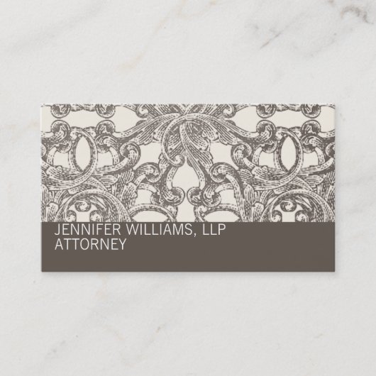 Taupe Damask Attorney Lawyer Visitekaartje (Voorkant)