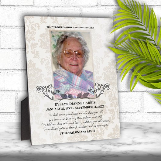 Taupe Damask Foto Memorial Plaque Fotoplaat