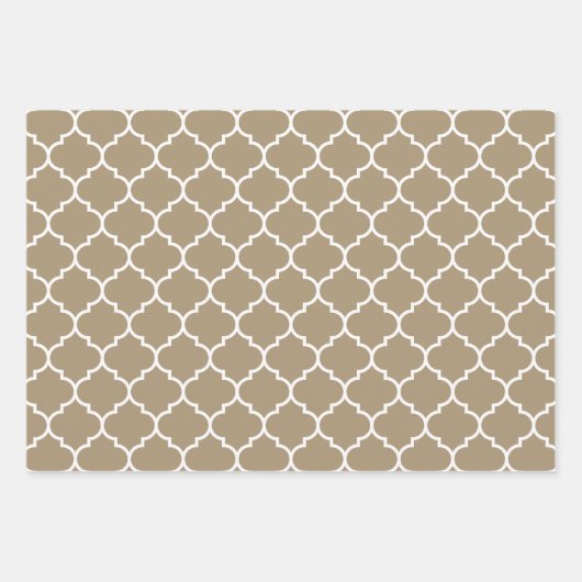 Taupe Damask Moroccan Pattern Inpakpapier Vel (Voorkant 2)