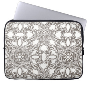 Taupe  Damask Pattern Laptop Sleeve