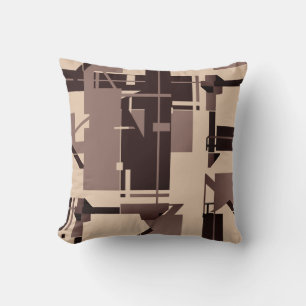 Taupe Dark Brown op beige MCM: Abstract design Kussen
