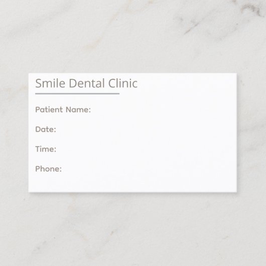 Taupe Dental Appointment Card One Line Afsprakenkaartje (Voorkant)