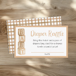 Taupe Diaper Raffle Card | Baby Shower Insert Informatiekaartje