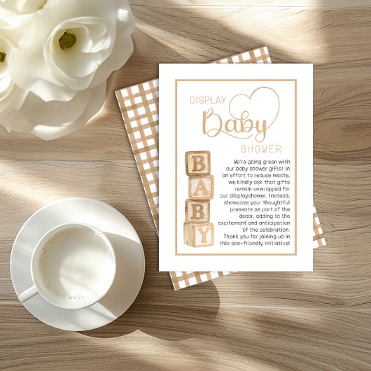 Taupe Display Shower Card | Unwrapped Gifts Insert Informatiekaartje