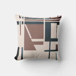 Taupe Donker Blauwgroen Blauw Bruin Beige Abstract Kussen