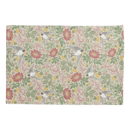 Taupe Dusty Roos Country Garden Print Pillowcase Kussensloop (Achterkant)