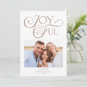 Taupe Earth Tones Kerstfeest Joyful Kerstfoto Feestdagenkaart (Staand voorkant)