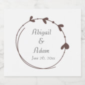 Taupe eenvoudige hart krans bruiloft sparkling wijnetiket (Enkel label)