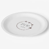 Taupe Eenvoudige Hart Krans Monogram Huwelijk Papieren Bordje (Gekanteld)