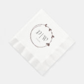 Taupe Eenvoudige Hart Krans Monogram Huwelijk Servet (Hoek)