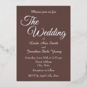 Taupe eenvoudige stijl bruiloft folie uitnodiging (Voorkant)