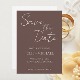 Taupe eenvoudige stijl bruiloft save the date