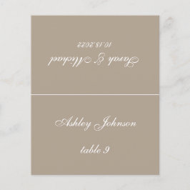 Taupe Eenvoudige Trouwplaats Kaart Gedrukte Gast N