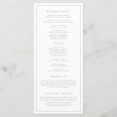 Taupe Eenvoudige Typografie Formele Trouwdag Programmakaart (Achterkant)