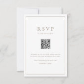 Taupe eenvoudige typografie QR-code formele bruilo RSVP Kaartje (Voorkant)