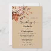 Taupe Elegant Floral Botanical Terracotta Wedding Kaart (Voorkant)