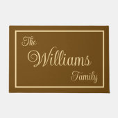 Taupe Elegant Script Family Name Welcome Gift Deurmat (Voorkant)