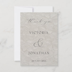 Taupe Elegant Script Foto Bruiloft Bedankkaart
