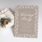 Taupe Elegant Snowflake Holiday Kaart