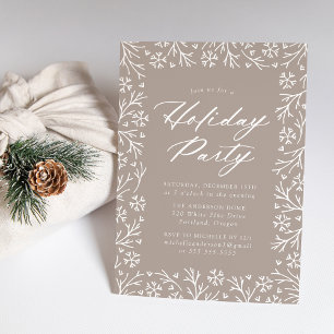 Taupe Elegant Snowflake Holiday Kaart