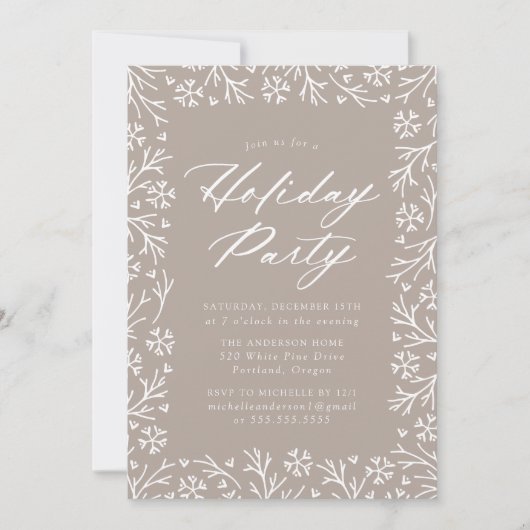 Taupe Elegant Snowflake Holiday Kaart (Voorkant)