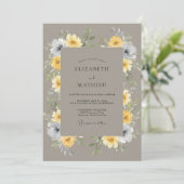 Taupe Elegante Botanische Bruiloft Kaart (Staand voorkant)