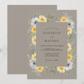 Taupe Elegante Botanische Bruiloft Kaart (Voorkant / Achterkant)