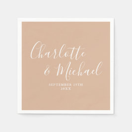 Taupe Elegante Huwelijks Handtekening Script Servet