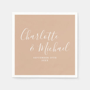 Taupe Elegante Huwelijks Handtekening Script Servet