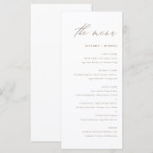 Taupe Elegante Kalligrafie Bruiloft Menu (Voorkant / Achterkant)