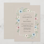 Taupe Elegante Lente Bruiloft Kaart (Voorkant / Achterkant)