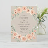 Taupe Elegante Romantische Bruiloft Kaart (Staand voorkant)