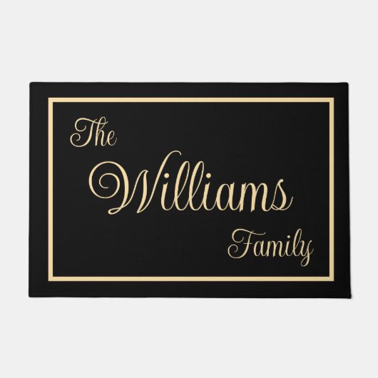 Taupe Elegante Script Naam Welkomst Cadeau Deurmat (Voorkant)