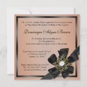 Taupe en Black Diamond Bowed Invite Kaart (Achterkant)