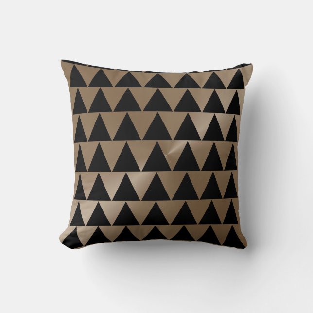 Taupe en Black Modern Pattern Kussen (Voorkant)