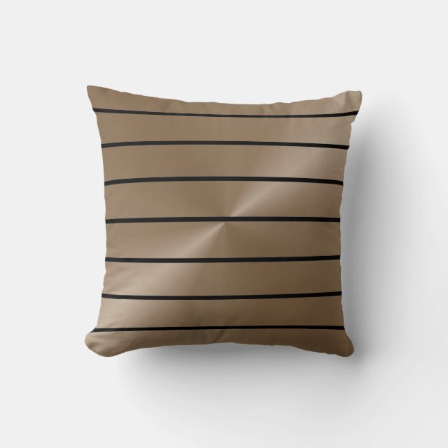 Taupe en Black Pencil Stripe Kussen (Voorkant)