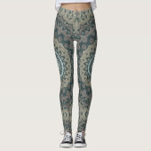 Taupe en Blauwgroen Mandala met Tribal Symmetrie Leggings (Voorkant)