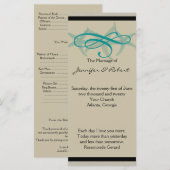 Taupe en Blauwgroen Seaside Wedding Programma Programmakaart (Voorkant / Achterkant)
