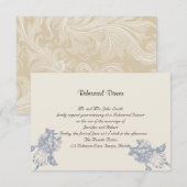 Taupe en Blue Iris Posh Wedding Rehearsal Kaart (Voorkant / Achterkant)